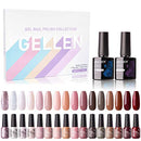 Gel Nail Polish Kit - Gellen 16 Colors Gel Polish Series, With Top&Base Coats, Warm Earth Tones Classic Brown/Nude/Red/Pins Fall Winter Home Gel Manicure Kit GELLEN