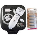 Zoe+Ruth Electric Callus Remover USB Rechargeable Pedicure Foot File tool for Dry Cracked Skin on your Heels and Feet. International Charger, 3 Rollers, Travel Storage Case + 5 Pack Roller Bundle Zoe+Ruth