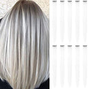 MEckily 22 inch Colored Hair Extensions Party Highlights, Straight Hairpiece Clip in Synthetic Hair Extensions for Kids Girls(10 Pcs White) MEckily