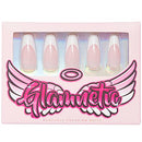 Glamnetic Press On Nails - So Classy | Glossy UV Finish French Tip Nails Long Coffin Shape, Reusable Semi-Transparent Nails in 12 Sizes - 30 Nail Kit with Glue Glamnetic