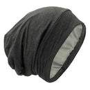 Satin Lined Hair Cover Sleep Cap - Adjustable Stay on No Fading Slouchy Skull Night Sleeping Beanie for Frizzy Natural Curly Hair Protection - Solid Dark Grey GB Selected