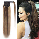 14 Inches 100% Human Hair Ponytail Extensions Wrap Around Human Hair Ponytail With Comb Clip in One Piece Pony Tail Hairpiece Long Straight Silky For Women