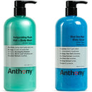 Anthony Invigorating Rush Hair and Body Wash, 32 Fl Oz and Anthony Blue Sea Kelp Body Scrub, 32 Fl Oz Anthony