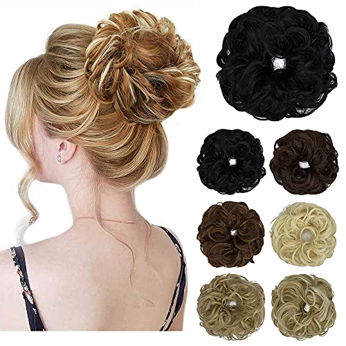 Messy Bun Hair Piece for Women Thick Updo Scrunchies Hair Extension Ponytail Hair Accessories Platinum Blonde OMGREAT