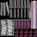 Dual Nail Forms Set,TsMADDTs 120 Pcs Clear Nail Extension Forms Coffin Nail Gel Forms with Nail Clips Nail Gel Brush Picker Nail Files Buffer Cuticle Pushers,Gel Nail Mold kit TsMADDTs