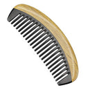 Onedor Extra Length Handmade 100% Natural Green Sandalwood With Buffalo Horn Wide Tooth Hair Combs - Anti-Static Sandalwood Scent Natural Hair Detangler Wooden Comb (Buffalo Horn Oval Wide Tooth) Onedor