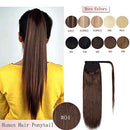 Wrap Around Human Hair Ponytail Extensions 100% Remy Human Hair Long Straight Silky With Comb 20 Inches Clip in One Piece Pony Tail Extensions
