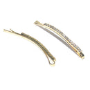 Luxxii - 1 Row Clear Rhinestone Crystal Hair Barrette Clip Hair Pin (Pack 2) (Gold Tone, 2 Count) Luxxii