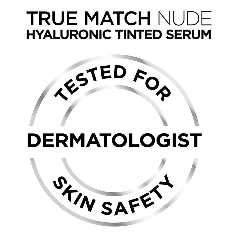 L'Oreal Paris True Match Nude Hyaluronic Tinted Serum The 1st Tinted serum with 1% Hyaluronic acid Instantly skin looks brighter, even and feels hydrated Makeup + Skincare, Medium 4-5, 1 fl. oz. L'Oreal Paris