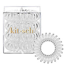 Kitsch Spiral Hair Ties, Coil Hair Ties, Phone Cord Hair Ties, Ponytail Hair Coils No Crease - 4 pcs, Transparent Kitsch