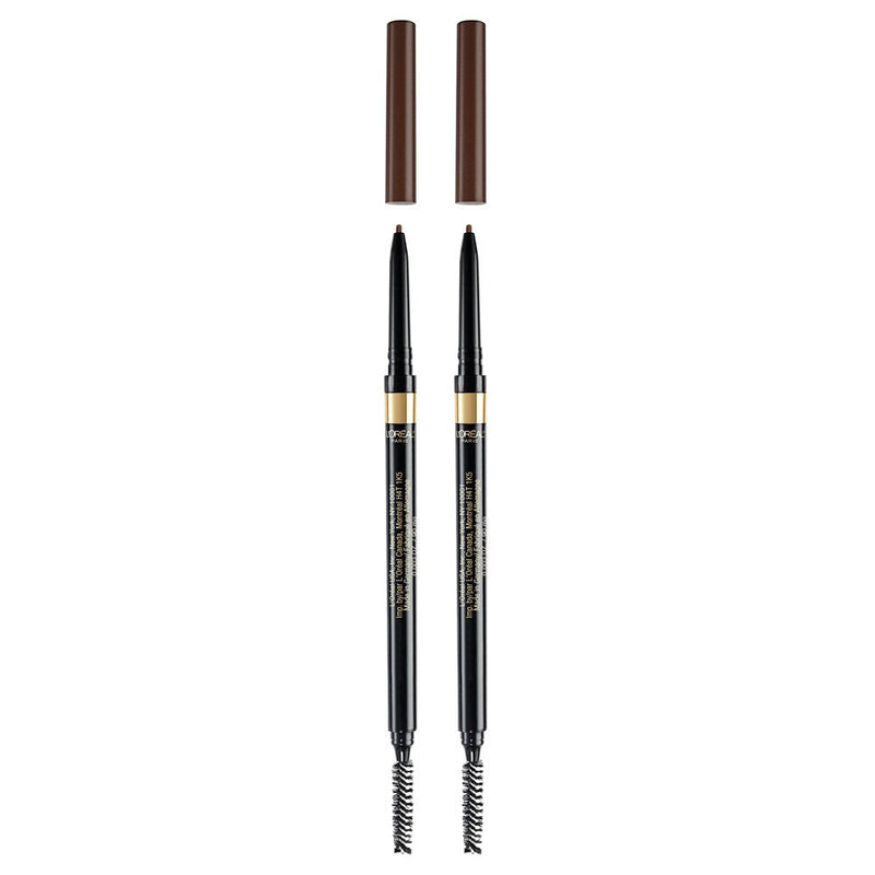 L'Oreal Paris Makeup Brow Stylist Definer Waterproof Eyebrow Pencil, Ultra-Fine Mechanical Pencil, Draws Tiny Brow Hairs and Fills in Sparse Areas and Gaps, Brunette, 0.003 Ounce (Pack of 2) L'Oreal Paris