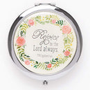 Rejoice In The Lord Always Compact Folding Mirror 2x Magnification Ultra Portable for Purses/Travel, Philippians 4:4 Bible Verse, Inspirational Gift Women Ladies Retreats Weddings Showers Christian Art Gifts Store