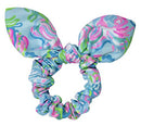 Lilly Pulitzer Women's Pink/Blue/Green Hair Tie Scrunchie with Bow Detail, Totally Blossom Lilly Pulitzer