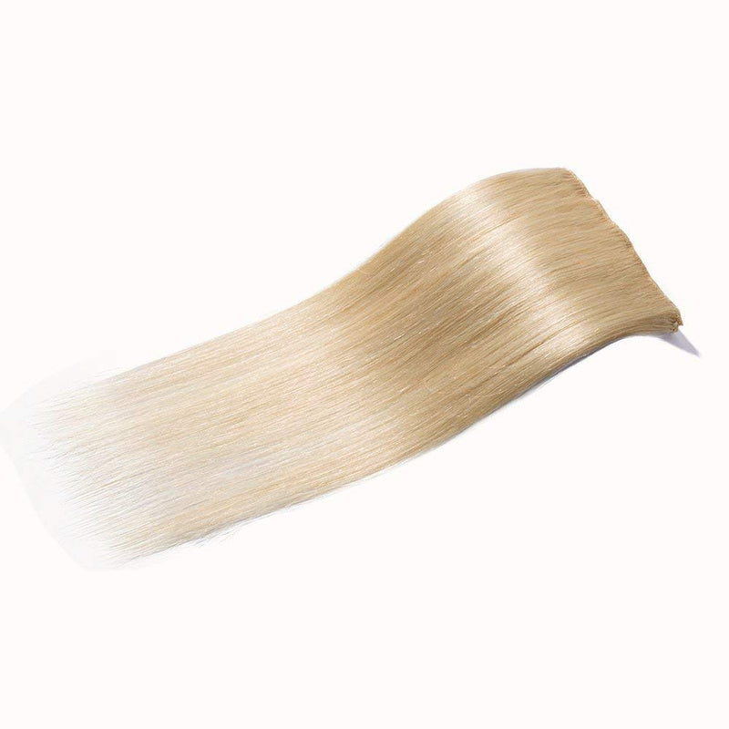 22 Inch Long Clip in Human Hair Extensions 70g Thin 8 Pcs 18 Clips Standard Weft Straight Clip on 100% Human Hairpieces for Women Beauty