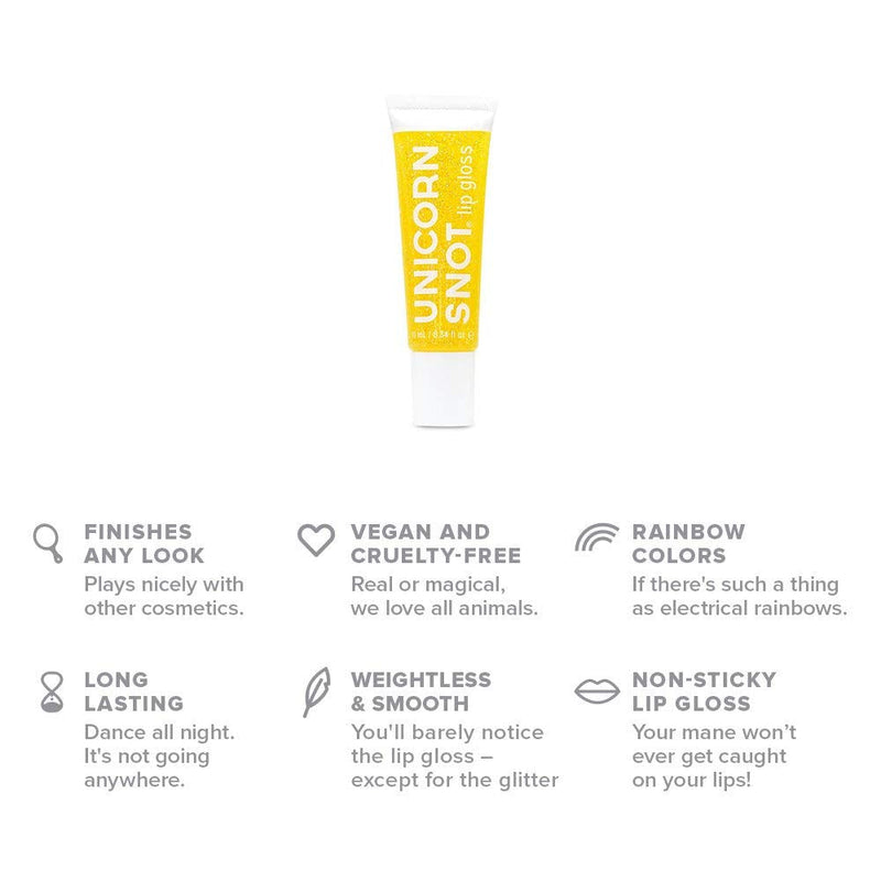 Unicorn Snot Holographic Glitter Lip Gloss - Cosmetic Grade - Body Art - Vegan & Cruelty Free - 0.34 Fl Ounce (Gold) UNICORN SNOT