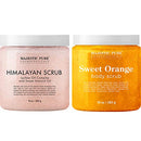 Majestic Pure Himalayan Salt Scrub and Orange Scrub Bundle – Exfoliating and Moisturizing Body scrub Combo MAJESTIC PURE