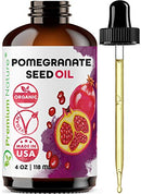 Organic Pomegranate Seed Face Oil. 100% Pure Unrefined Cold Pressed for Essential Oils. Rejuvenates Hair, Promotes Skin Elasticity. Gua Sha Oil. Antioxidant Moisturizer for Hair Skin and Nails 4 oz Premium Nature