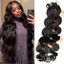 Brazilian Virgin Body Wave Human Hair Bundles Ayisha Hair 3 Bundles Body Wave Human Hair 100% Unprocessed Human Hair Weave Body Wave Extension Bundles Natural Color Body Wave 3 Bundles for Black Women Seekomi