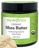 Organic Shea Butter by Sky Organics (8 oz) 100% Pure Unrefined Raw African Shea Butter for Face and Body Moisturizing Natural Body Butter for Dry Skin Sky Organics