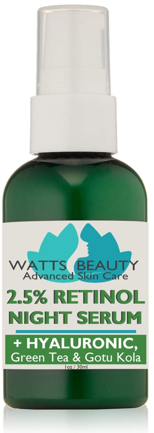 Watts Beauty 2.5% Retinol Serum Enhanced with 50% Hyaluronic Acid - Anti Aging Retinol for Fine Lines, Wrinkles, Blemishes, Large Pores & More - No Parabens, No Animal Testing or Ingredients (1oz) Watts Beauty