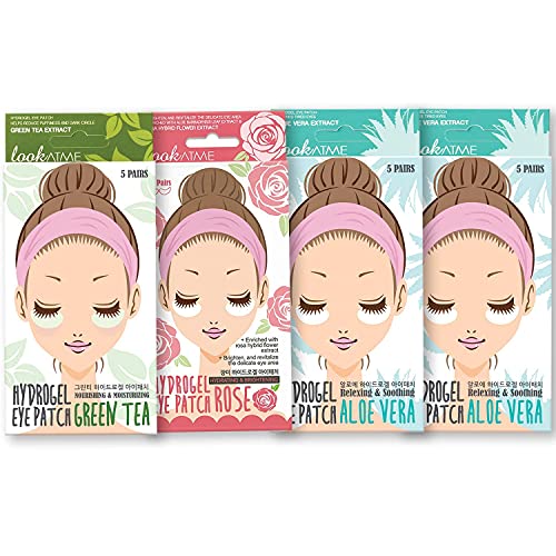 Under Eye Patches for Dark Circles and Puffiness (20 Pairs) - Korean Skin Care Caffeine Collagen Eye Patches for Puffy Eyes -Hydrogel Eye Patch - Under Eye Mask - Aloe Vera Rose Green Tea Gel Eye Pads LOOKATME