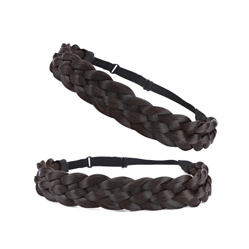 Hairro Braid Hairbands for Women Synthetic Hair Five-strand Fake Braid Plaited Hair Band Classic Chunky Wide Plaited Braids Hairpiece Fashionable Beauty Hair Accessory 4A Brown Hairro