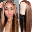UNice Hair Ombre Blonde Highlight Lace Front Human Hair Wigs for Black Women Brazilian Remy Hair Straight Long 13x4 Lace Front Brown Blonde Mixed Colored Wig Pre Plucked with Baby Hair 14 inch UNICE Store