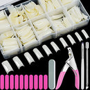 EAONE 500Pcs Natural Acrylic Nail Tips Half Cover French Nail Tip False Nails Artificial Fake Nail Tips with Nail Clipper Cuticle Pusher Nail Files and Brush for Women Girls Salon Nail DIY Nail Art EAONE