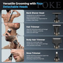 Back Shaver for Men, Ultra-Wide 2" T-Shaped Head, Travel Case, LED 4 in 1 Mens Back Shaver Rechargeable with Long Handle, Safety Lock, IPX7, Multi-Functional Back Trimmer for Men, (Flat Black) Infinity Warehouse
