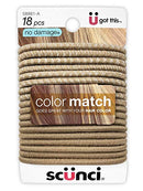 Scunci, No Damage Elastic Hair Ties, Blonde Color Match (18-pieces) Scunci