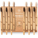 Greenzla Bamboo Toothbrushes (12 Pack) | BPA Free Soft Bristles Toothbrushes | Eco-Friendly, Natural Bamboo Toothbrush | Biodegradable, Compostable & Organic Charcoal Wooden Toothbrushes GREENZLA