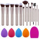 Syntus Makeup Brush Set 16 Makeup Brushes & 4 Blender Sponges & 1 Cleaning Pad Premium Synthetic Foundation Powder Kabuki Blush Concealer Eye Shadow Makeup Brush Kit, Champagne Gold Syntus