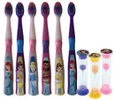 Disney Princess 9pc Oral Hygiene Bundle! Kids Soft Manual Toothbrush 6 Pack! Plus Bonus Disney Princess Brushing Timers! L&E Products