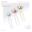 Asooll Bride Wedding Hair Pin Flower Bridal Head Clip Rhinestone Crystal Headpiece for Women and Girls(5pcs)(Gold) Asooll