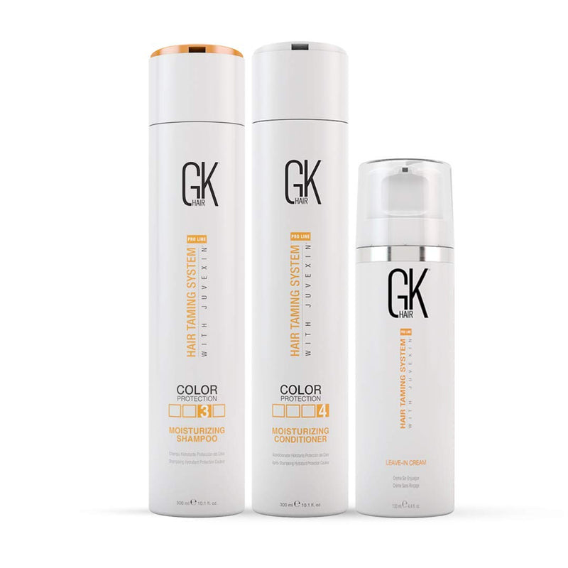Global Keratin GK Hair Moisturizing Shampoo and Conditioner 300ml Set I Leave in Conditioner Cream 130ml For Detangling Smoothing Strengthening Global Keratin