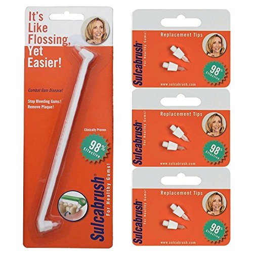 1 Sulcabrush Handle and 3 Replacement Tip Packs Bundle Sulcabrush