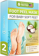 Foot Peel Mask - Coconut - For Cracked Heels, Dead Skin Calluses - Make Your Feet Baby Soft Get Smooth Silky Skin - Removes Rough Heels Dry Skin - Natural Treatment (2 Pack) DERMORA