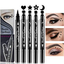 4 Styles/Set Pen Eyeliner Stamp Wing Liner, Waterproof, Double Sided & Long Lasting Eye Pencil , (Heart/Moon/Star /Flowers )Shape Stamp Pen, Super Slim Gel Felt Tip High Black Pigment (4PCS) Topcent