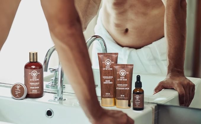 Father's Day Spa Gift Set for Men - Luxury 30-Piece Sandalwood Bath & Beard Gift Set for Men, Bath & Body Care Kit for Him with Beard Wax | Christmas, Valentine's Day, Birthday, Gift for Father Dad Infinity Warehouse