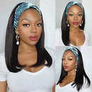 Headband Wigs Human Hair Curly Wigs with Headband for Black Women 12 Inch Deep Wave Machine Made None Lace Front Wigs 150% Density Brazilian Virgin Short Bob Wig YISEA