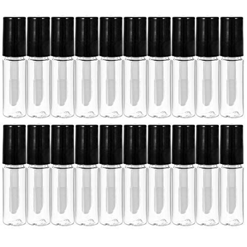 Beautyflier 20 Pack 1.5 ml Empty Lip Gloss Tubes Containers Clear Mini Refillable Lip Balm Bottles with Rubber Inserts for Lipstick Samples Travel DIY Makeup Beautyflier