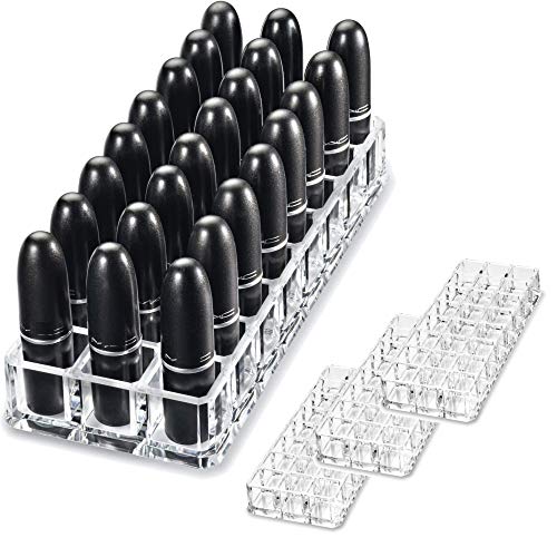 byAlegory (Set Of 3) Acrylic Lipstick Makeup Organizers 24 Space Beauty Storage Refillable Cosmetic Container - Clear BY ALEGORY