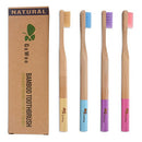 GoWoo 100% Natural Bamboo Toothbrush Soft - Organic Eco Friendly Toothbrushes with Soft Nylon Bristles, BPA-Free, Biodegradable, Dental Care Set (Pack of 4, Adult, Rainbow) GoWoo
