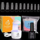 Beetles Nail Tips and Glue Gel Nail Kit, 2 In 1 Nail Gel and Base Gel with 500Pcs Coffin Nails Tips and LED Lamp DIY Nail Art Acrylic Nail Kit Easy Nail Extension Set beetles Gel Polish