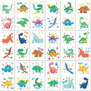 PapaKit Party Dinosaurs 36 Temporary Fake Tattoo Set, 18 Individually Wrapped Sheets | Kids Girls & Boys Birthday Party Favor Gift Reward, Non-Toxic Food Grade Ingredients Safe Removable PapaKit
