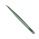 Tweezers for Eyelash Extension - Long 45° Angular Tip Tweezers - Hand Crafted Surgical Stainless Steel Precision Tweezers (Metallic light Green Powder Coated) metaleks
