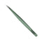 Tweezers for Eyelash Extension - Long 45° Angular Tip Tweezers - Hand Crafted Surgical Stainless Steel Precision Tweezers (Metallic light Green Powder Coated) metaleks