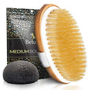 Dry Brushing Body Brush. Medium Soft Dry Brush for Cellulite and Lymphatic. For Beginners. Exfoliating Skin Brush and Free Konjac Sponge, for a Softer, Glowing Skin Belula