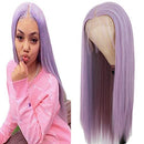 Maycaur Lace Front Wigs Long Straight Hair Purple Color Wigs for Fashion Women Light Purple Synthetic Lace Front Wigs with Natural Baby Hair 22 Inch Maycaur