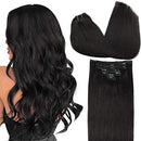 GOO GOO Clip in Human Hair Extensions Natural Black 16 Inch 120g 7pcs Remy Natural Hair Extensions Clip in Straight Thick Weft GOO GOO Store